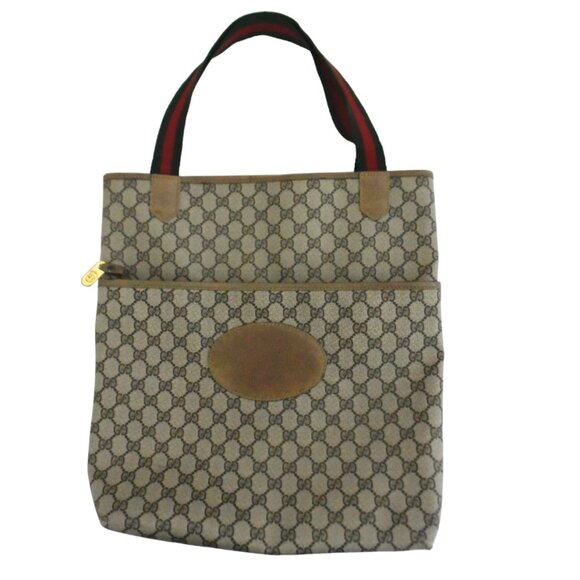 vtg 80s GUCCI Shopper Tote bag GG logo print canvas - Picture 2 of 12